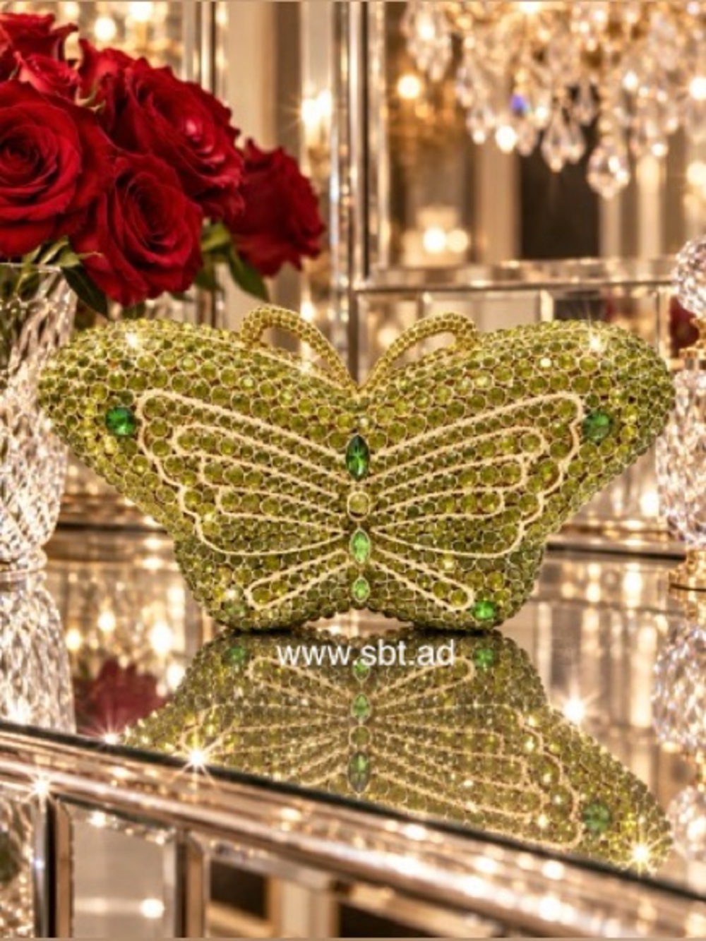 NWT Butterfly Clutch Purse Swarovski Crystal Rhinestone Luxury Evening Bag +Gift